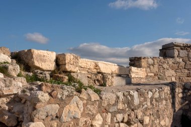 İsrail 'in başkenti Kudüs' teki antik kalenin kalıntıları.
