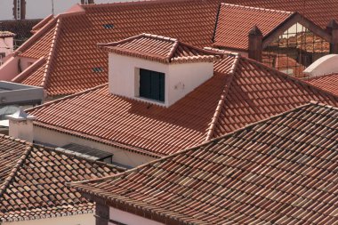 Alcaero, İspanya 'daki evlerin çatıları 