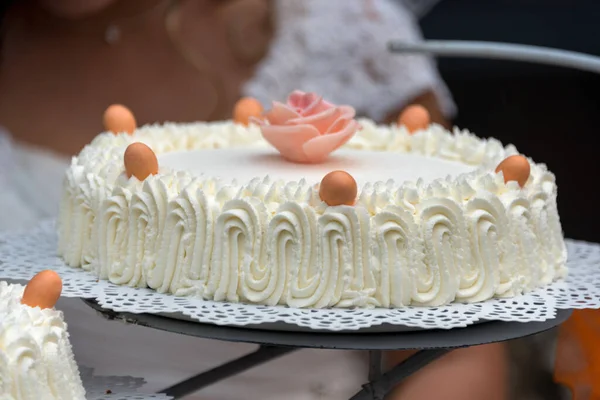 Gâteau Crème Aux Bougies — Photo