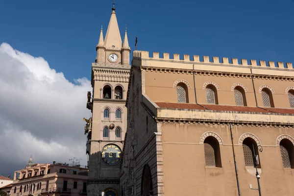 Cathedral Messina Facade Bell Tower Large Square — Stock Photo, Image