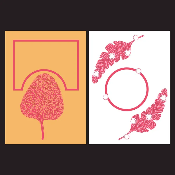 Két Kártya Sablon Rózsaszín Szörnyekkel Pálmalevéllel Modern Dzsungel Háttér Meghívók — Stock Fotó