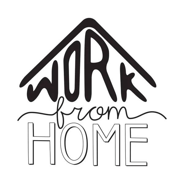 Black Line Lettering Work Home Handwritten Text House Silhouette White — Stock Photo, Image