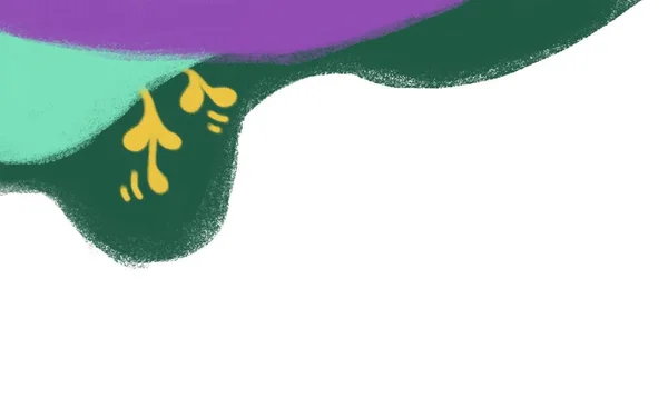 カラフルな春 長いトレンディーな色の葉と夏のデジタルイラスト プリント カード ポスターのための現代の葉の風景の背景 白い隔離された背景 パステルライン — ストック写真