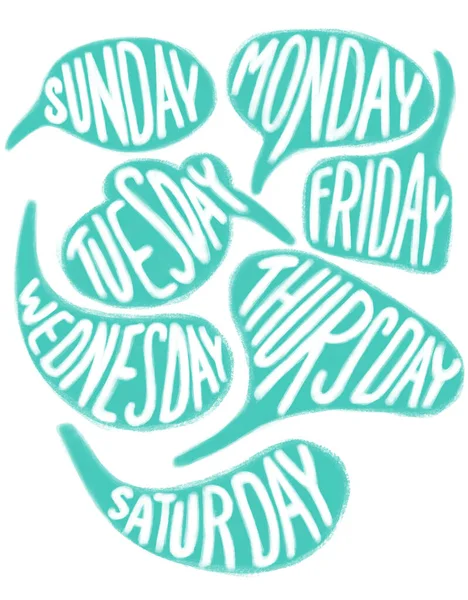 Days Week Blue Bubble Speech Sunday Monday Tuesday Wednesday Thursday — Stock Photo, Image