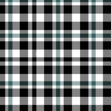 Tartan yeşil ve siyah desenli.