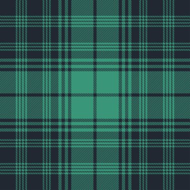 Tartan yeşil ve siyah desenli.