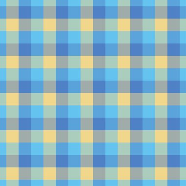 Gingham Cyan deseni. Ekose kumaş, masa örtüsü, kıyafet, gömlek, elbise, kağıt, yatak örtüsü, yorgan ve diğer tekstil ürünleri için kumaş. Vektör İllüstrasyonu Eps 10