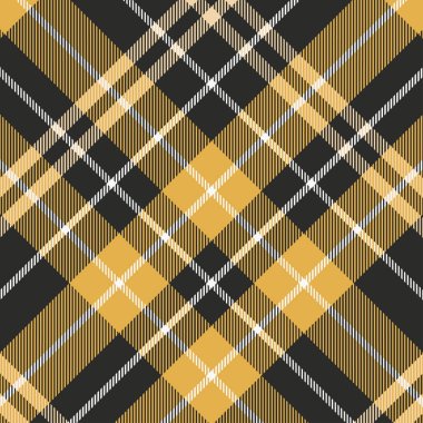 Tartan turuncu ve siyah desenli.