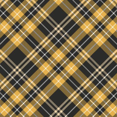 Tartan turuncu ve siyah desenli.