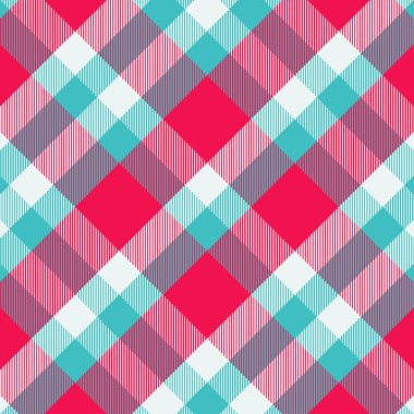 Tartan kırmızısı ve cyan pürüzsüz desen.