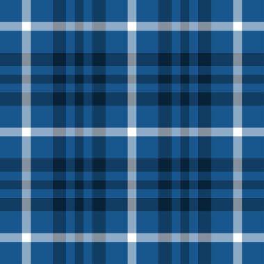 Tartan mavisi ve beyaz pürüzsüz desen.