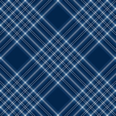 Tartan mavisi ve beyaz pürüzsüz desen.