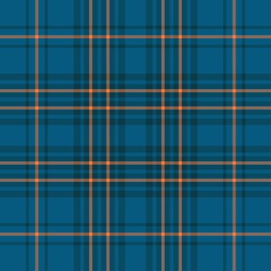 İskoç ekose mavi ve turuncu dikişsiz vektör deseni.