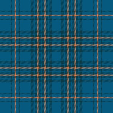 İskoç ekose mavi ve turuncu dikişsiz vektör deseni.