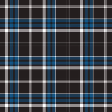 İskoç ekoseli, siyah ve mavi, pürüzsüz vektör deseni.