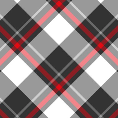 İskoç ekoseli siyah-beyaz, pürüzsüz vektör deseni.