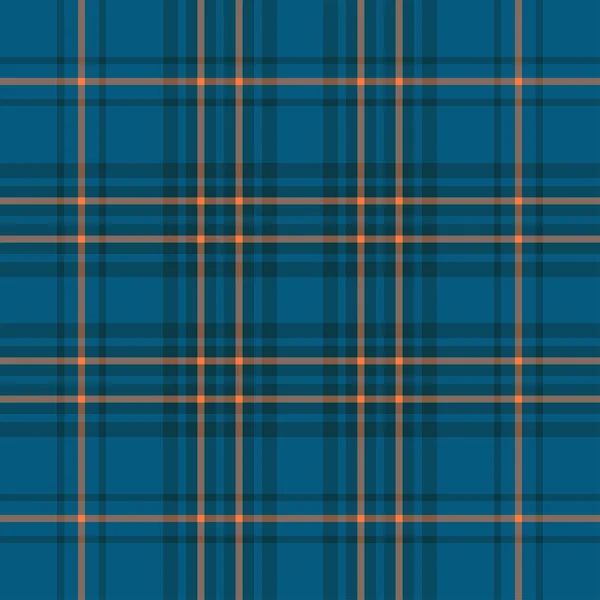 Scottish plaid blue and orange seamless checkered vector pattern. — ストックベクタ