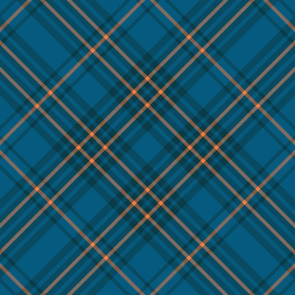 Scottish plaid blue and orange seamless checkered vector pattern. — 图库矢量图片