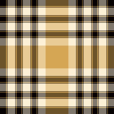 Tartan ekoseli sarı ve siyah dikişsiz vektör deseni.