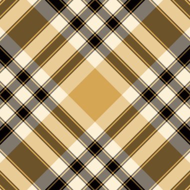 Tartan ekoseli sarı ve siyah dikişsiz vektör deseni.