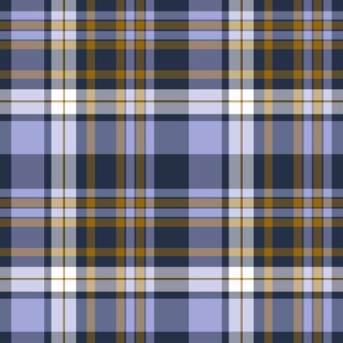 Tartan ekose mor ve sarı dikişsiz vektör deseni.