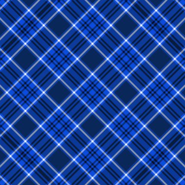 Tartan mavi ve beyaz ekoseli, pürüzsüz vektör deseni.