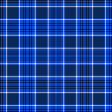 Tartan mavi ve beyaz ekoseli, pürüzsüz vektör deseni.