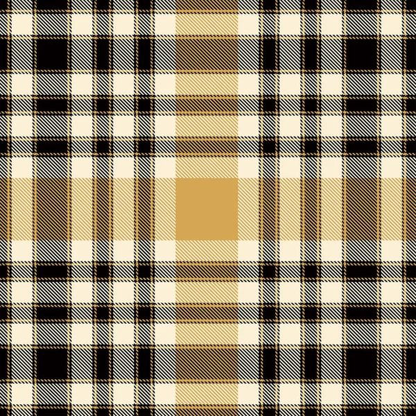 Plaid tartan giallo e nero modello vettoriale a quadretti senza cuciture . — Vettoriale Stock