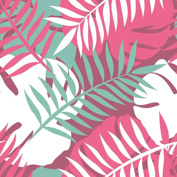 Beautifull Feuilles Tropicales Branche Design Sans Couture — Image vectorielle