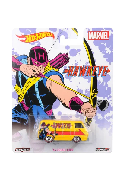 Marvel Hawkeye 1966 Dodge A100 Hot Wheels samochodów odlewu zabawek — Zdjęcie stockowe