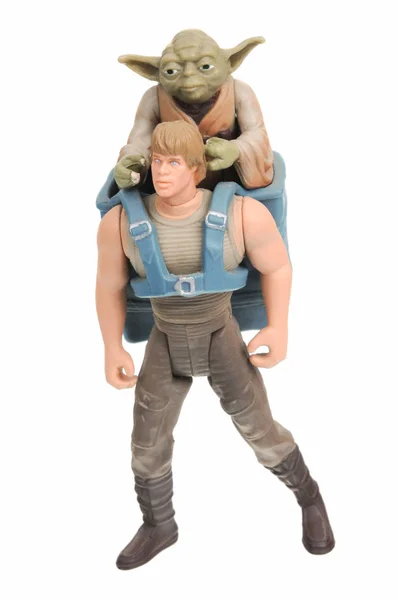 Luke Skywalker und Yoda Jedi im Training Action-Figur lizenzfreie Stockbilder