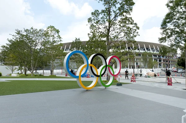 Shinjuku City Tokyo Japan Сентября 2019 Перспективный Взгляд Олимпийские Кольца — стоковое фото
