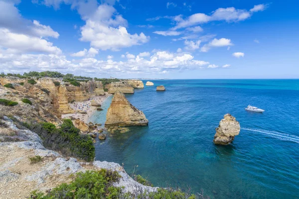 阿尔加维 葡萄牙最著名的海滩普拉 Marinha — 图库照片