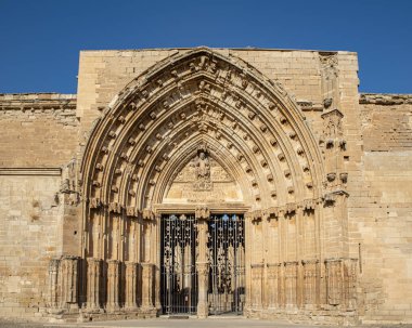 Stone arch in entrance to the The Old Cathedral of Lleida, Spain