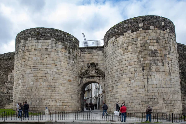 Detalj av den berömda romerska muren i Lugo, Spanien — Stockfoto