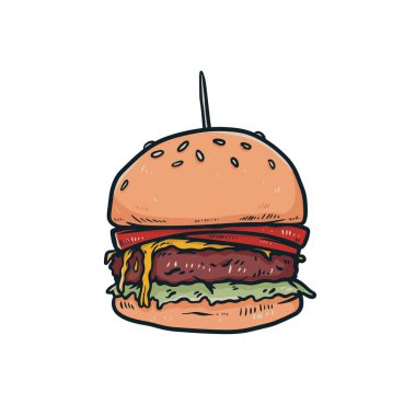 Fast food burger rengi çizimi