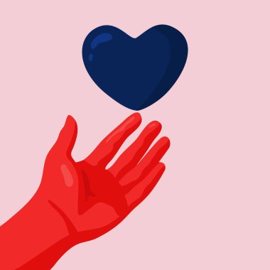 İllüstrasyon aşkın işareti olarak kalbe verir