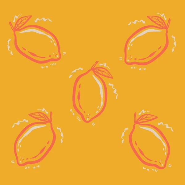 Limão Mão Frutas Desenhado — Vetor de Stock