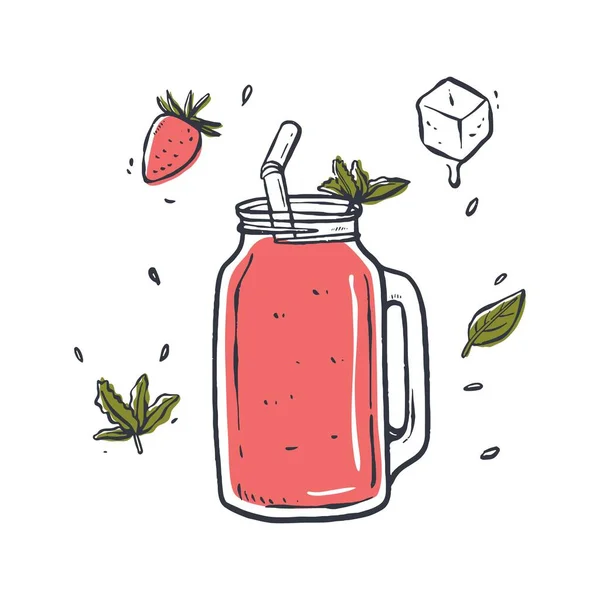 Smoothie Dryck Illustration Handritad Teknik — Stock vektor