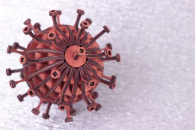 Salgın covid19 konsept 3D Coronavirus, covid19 ve diğer virüs ve bakteri türleri parlak arka planda. Metin için kopyalama alanı