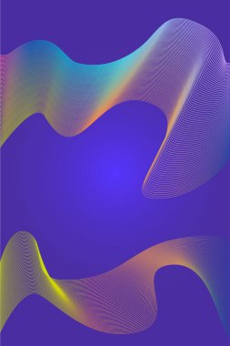 Soyut neon rengi dalgalı çizgili arkaplan illüstrasyonu. Broşür, broşür, web sitesi için tasarım ögesi