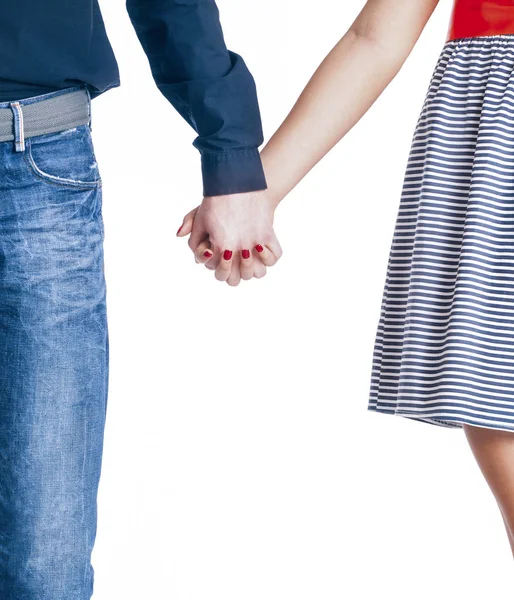 Paar hand in hand — Stockfoto