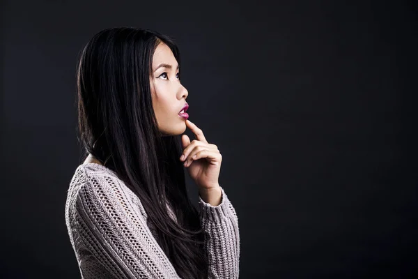 Beautiful Young Asian Woman Thinking