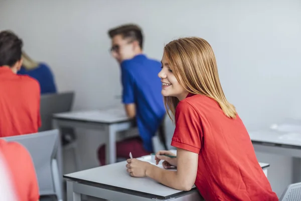 Eleverna sitter i klassrummet — Stockfoto