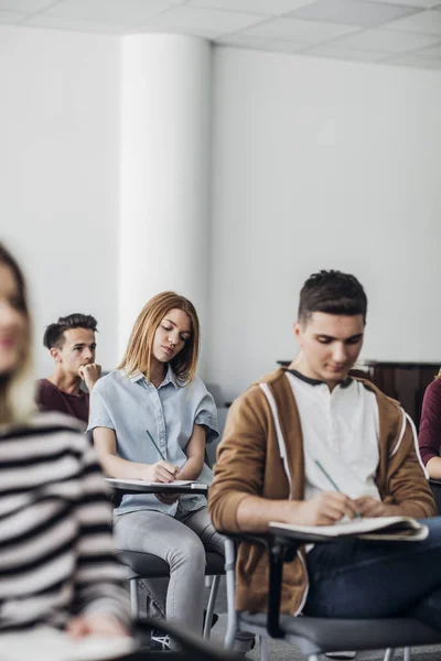 Schüler machen sich Notizen im Unterricht — Stockfoto