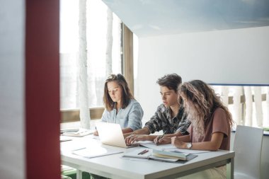 Lise öğrencilerinin okul birlikte yapıyor