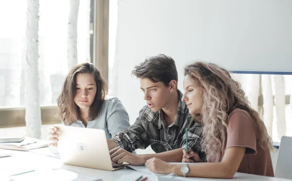 Estudiantes de secundaria haciendo trabajo escolar juntos — Foto de Stock