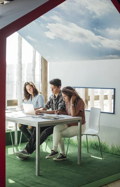 Studenti delle scuole superiori che fanno i compiti insieme — Foto Stock