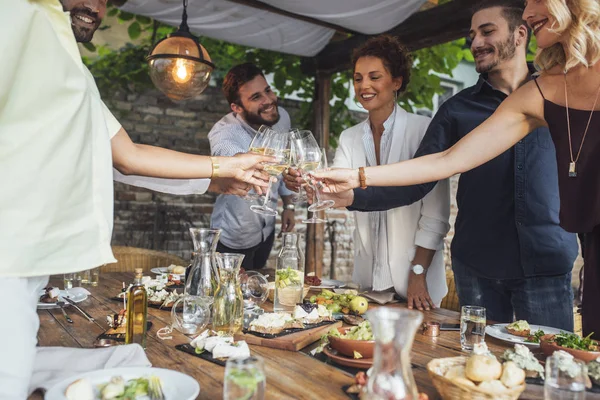 Friends Toasting at Dinner Party — Stock Photo, Image