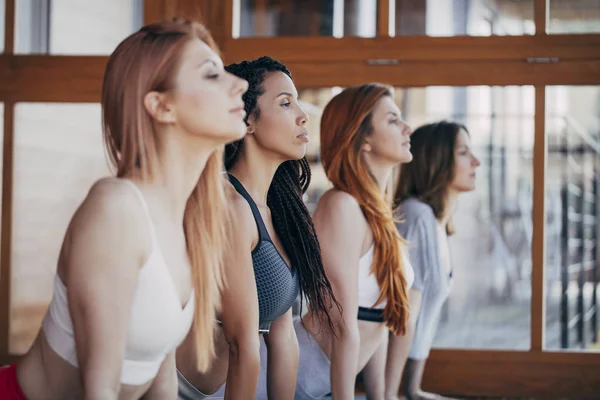 Grupo de mujeres que tienen clase de yoga — Foto de Stock